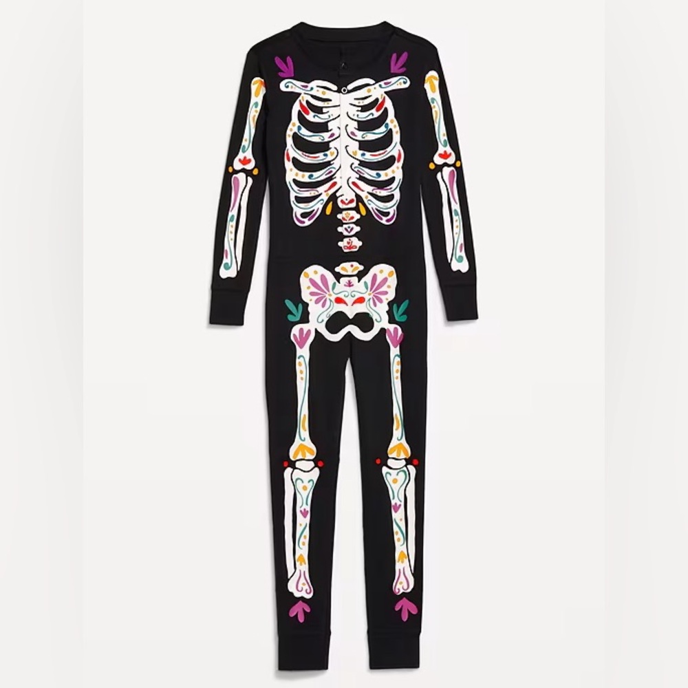 Old Navy Skeleton Print Black Pajama Set. Size Large Petite. NWT - Picture 2 of 3